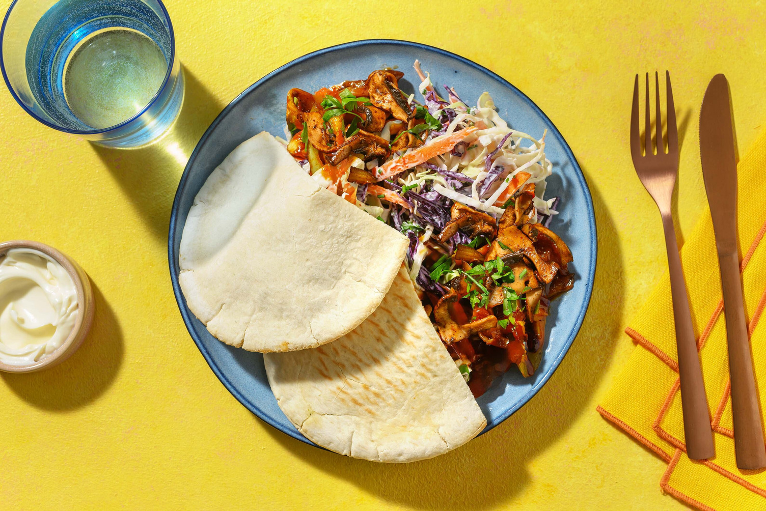 Pita's met BBQ-portobello en aioli