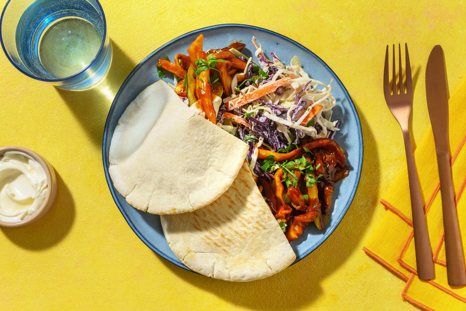 Pita aux pleurotes poêlées en sauce BBQ