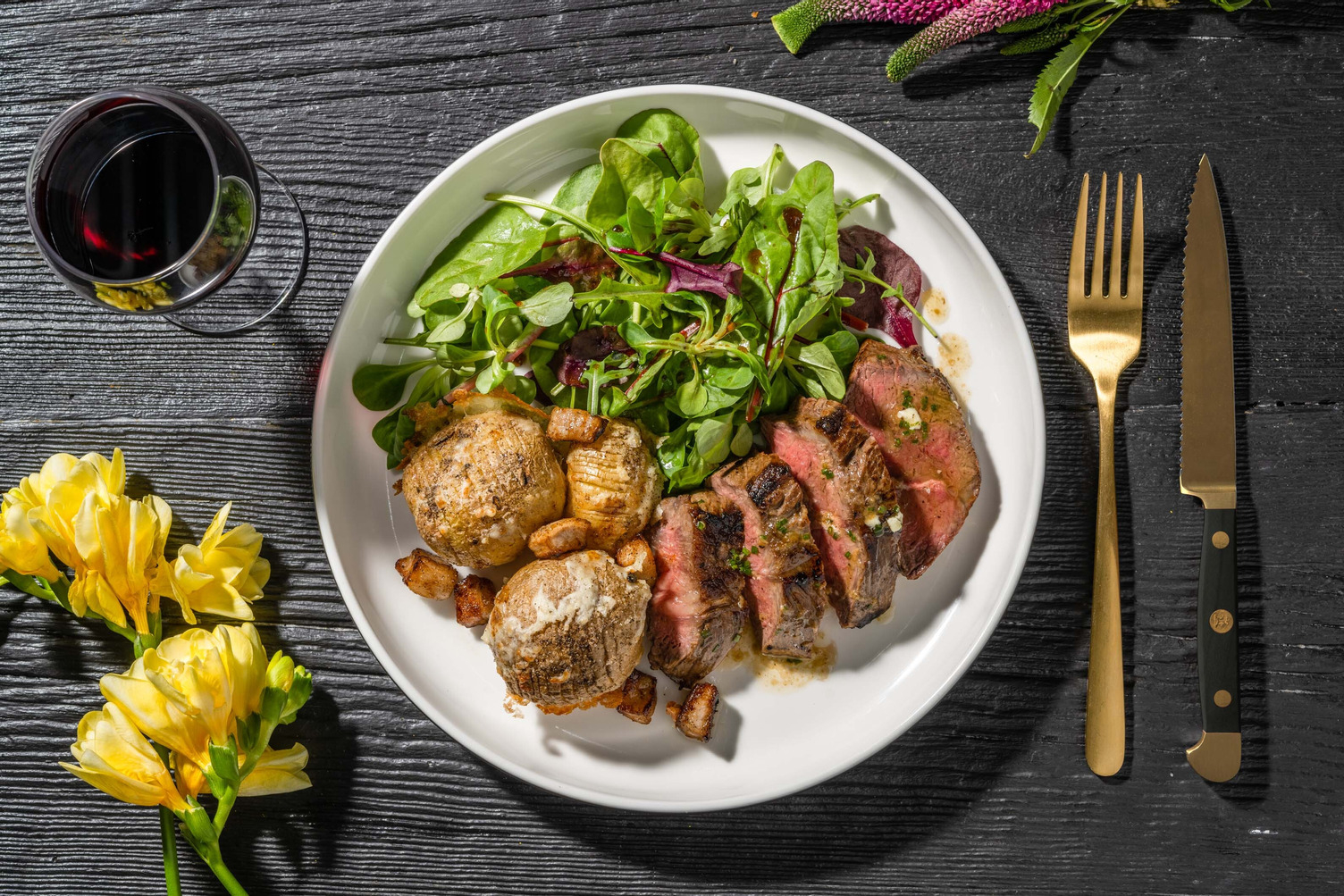 Sirloin Steaks in a Garlic & Chive Butter