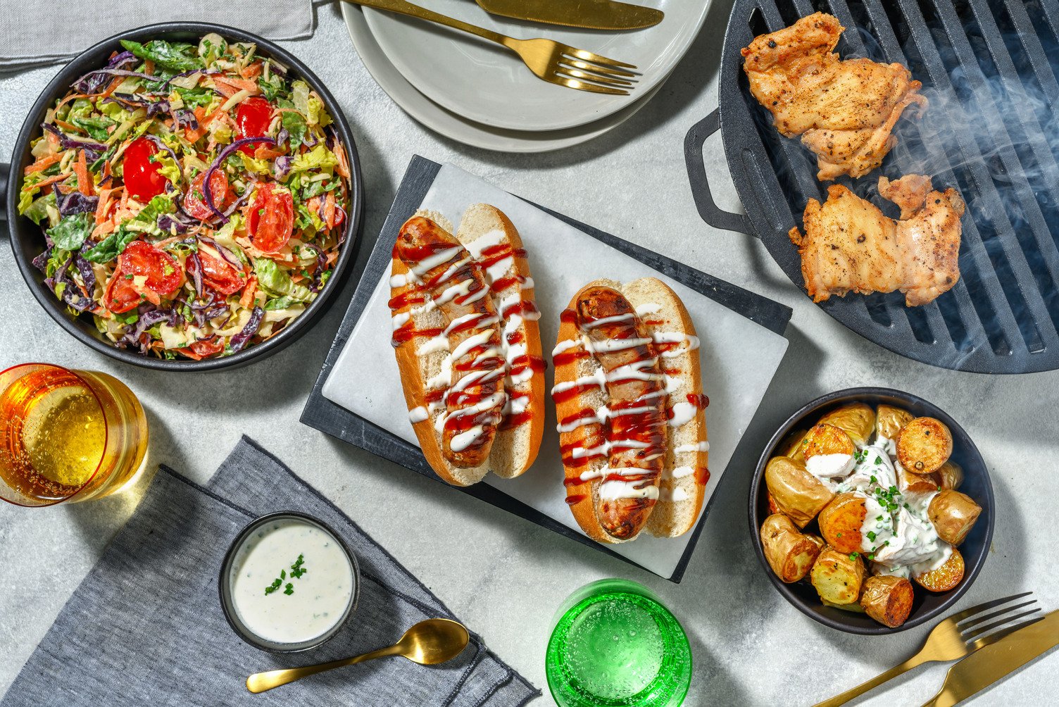 Cajun Spiced BBQ Chicken and Smoky Sausages in Buns