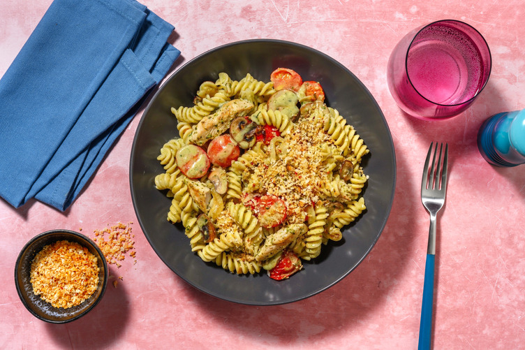 Fusilli in Basilikum-Pesto & extra Bio-Hähnchen