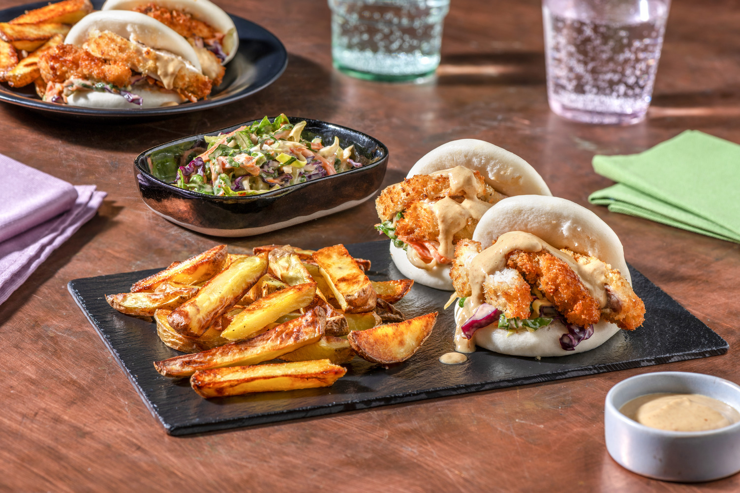 Thai Inspired Fried Chicken Bao Buns