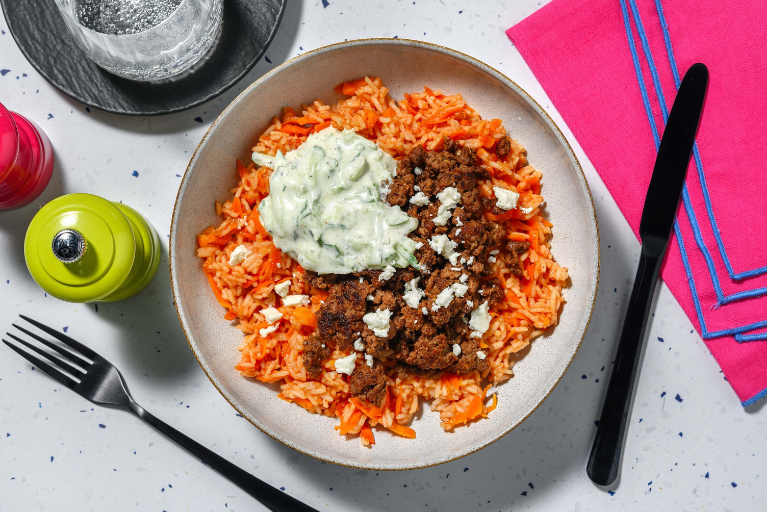 Mezze Pfanne mit doppelt Hack vom Weiderind