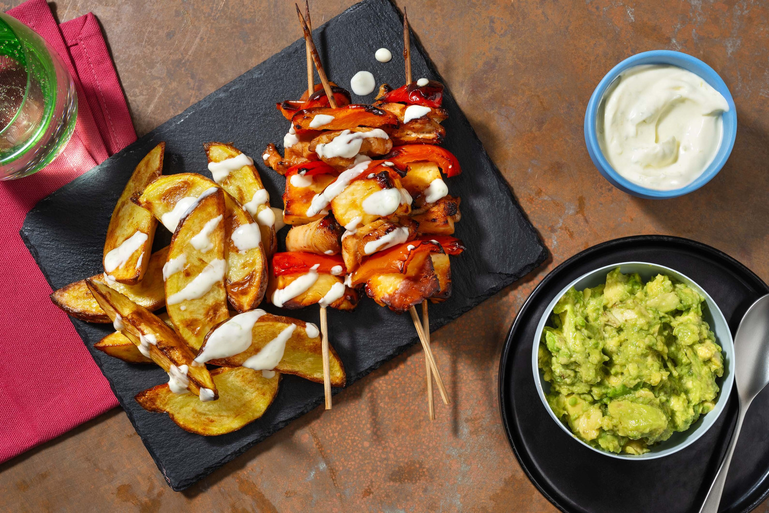 Chipotle Chicken, Halloumi and Pepper Skewers