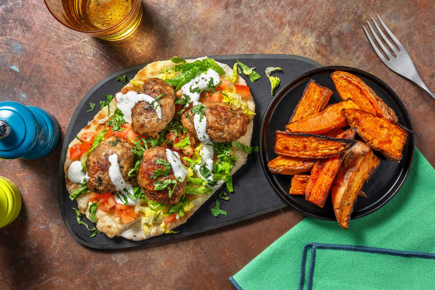 Herby Lamb Koftas on Garlic Naans