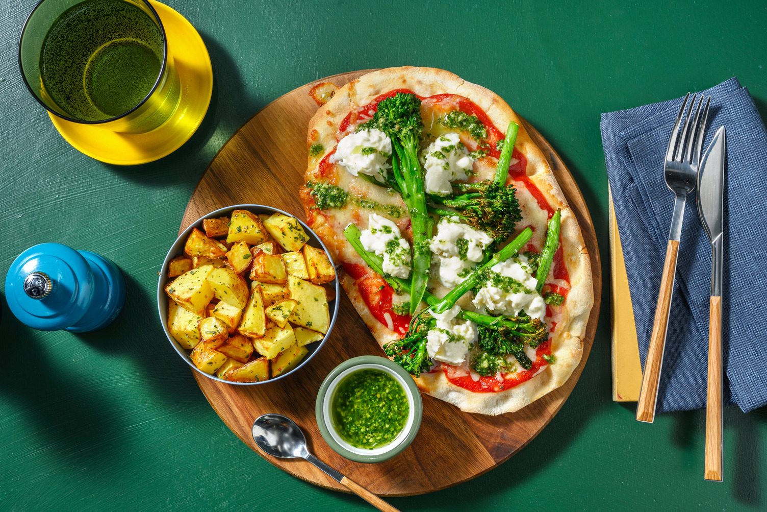 Ultimate Burrata Naanizza and Herby Potatoes