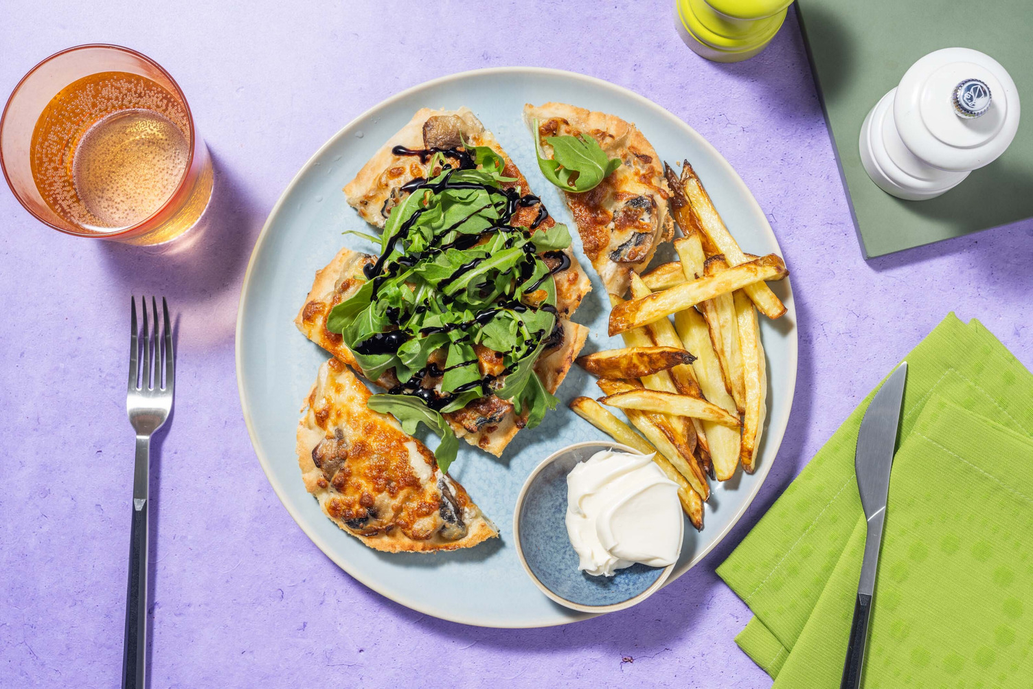 Creamy Truffle Bacon and Mushroom Naanizza