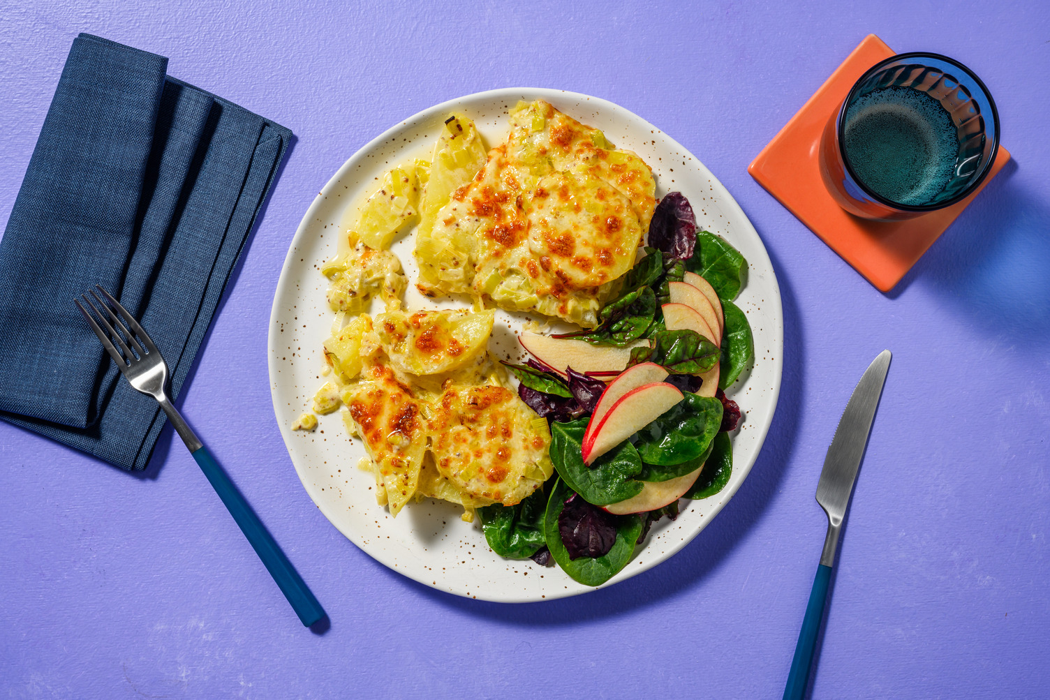 Two Cheese, Mustard Leek and Potato Gratin 