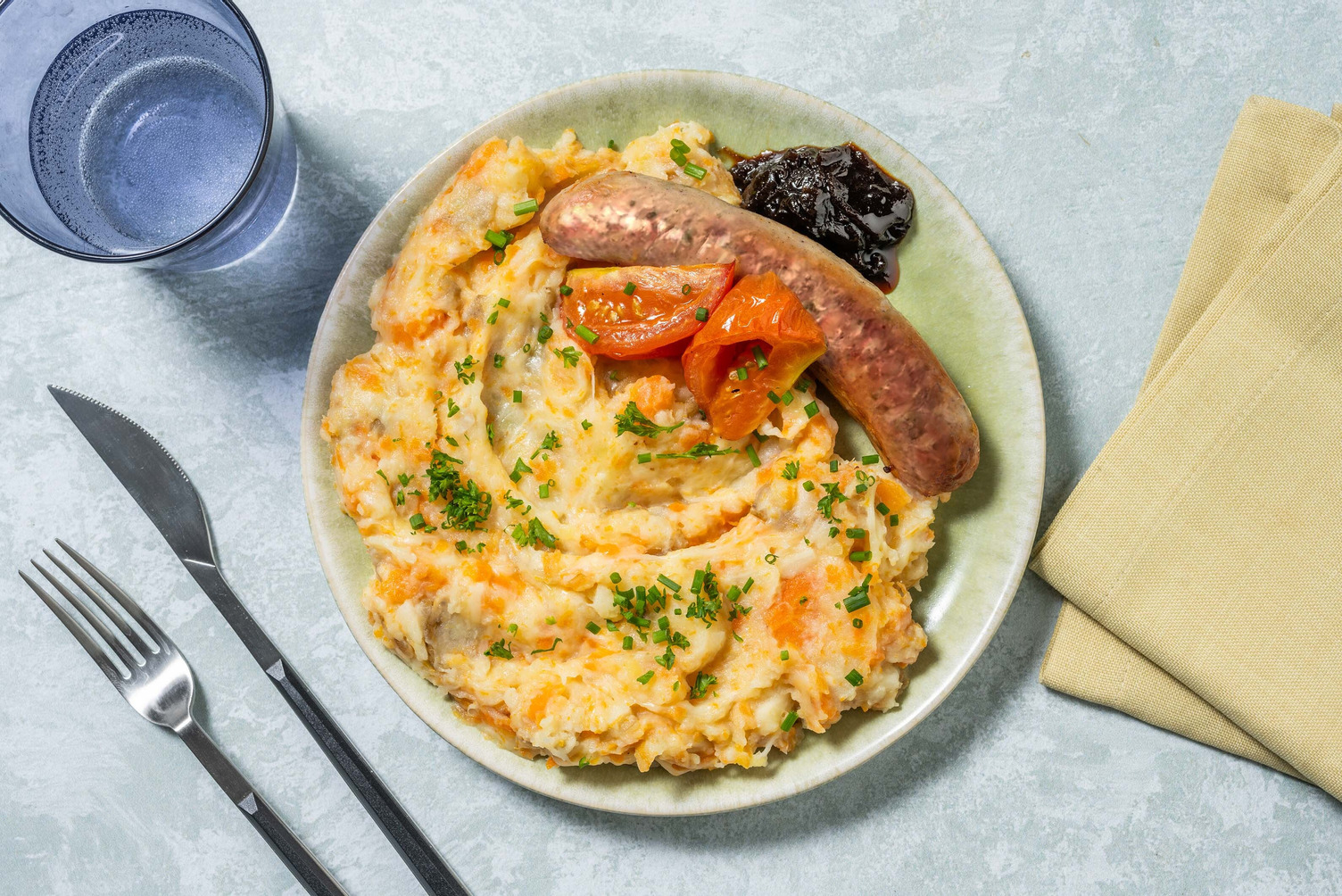 Brandt & Levie varkensworst met pastinaak-wortelstoemp