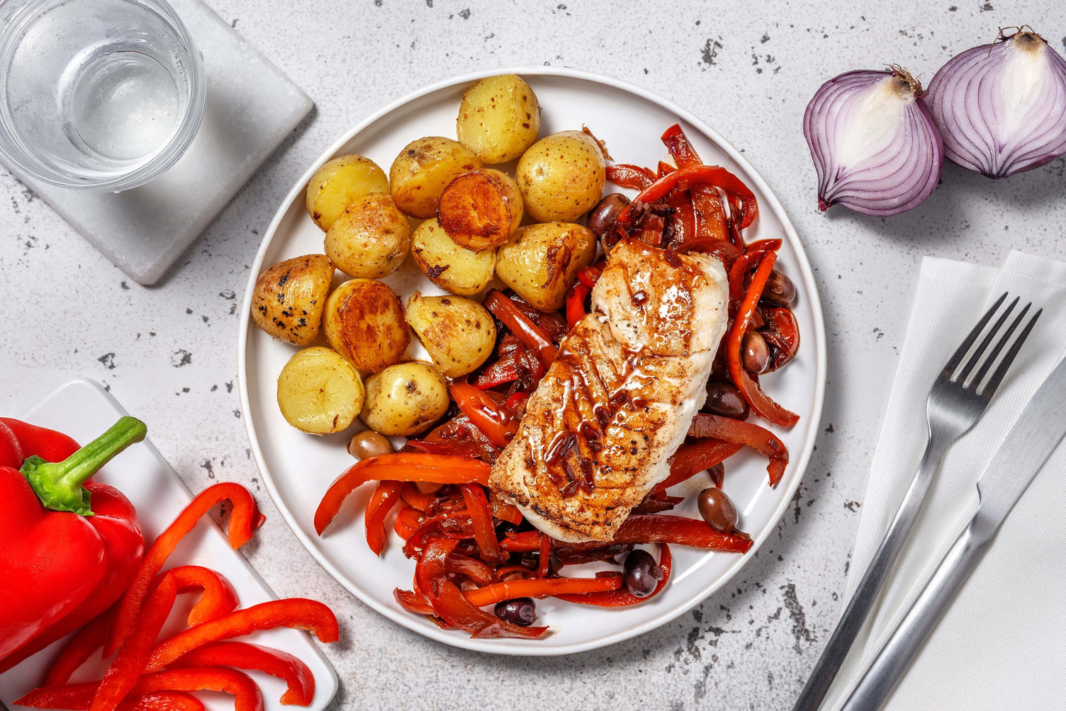 Kabeljauw met Mediterrane paprikastoof