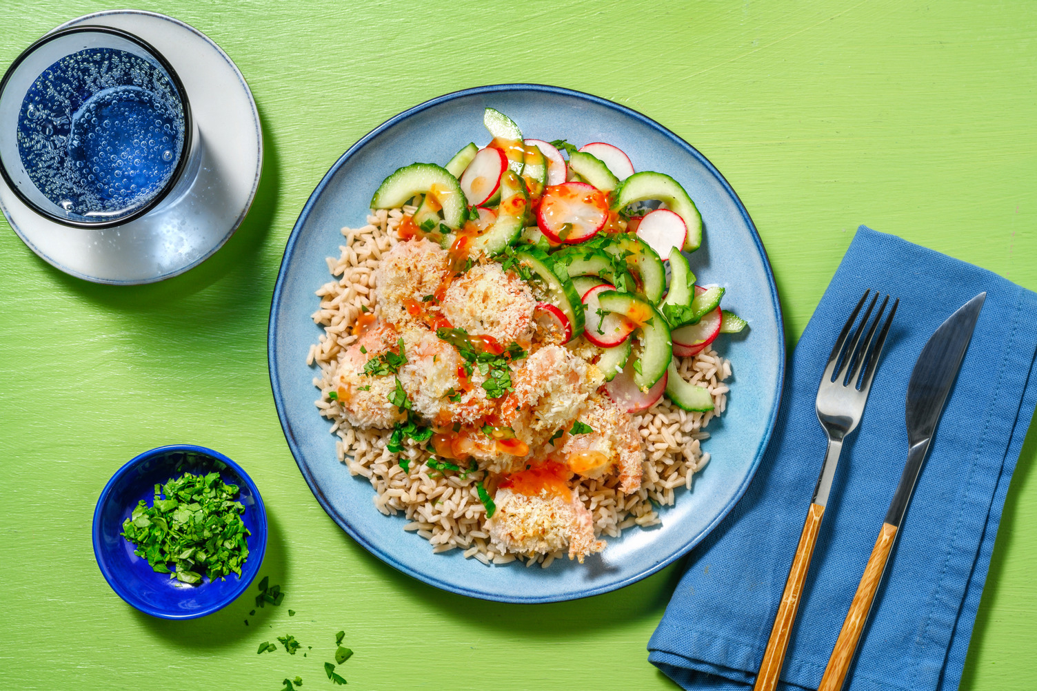Krokante scampi's met zoet-pikante chilisaus