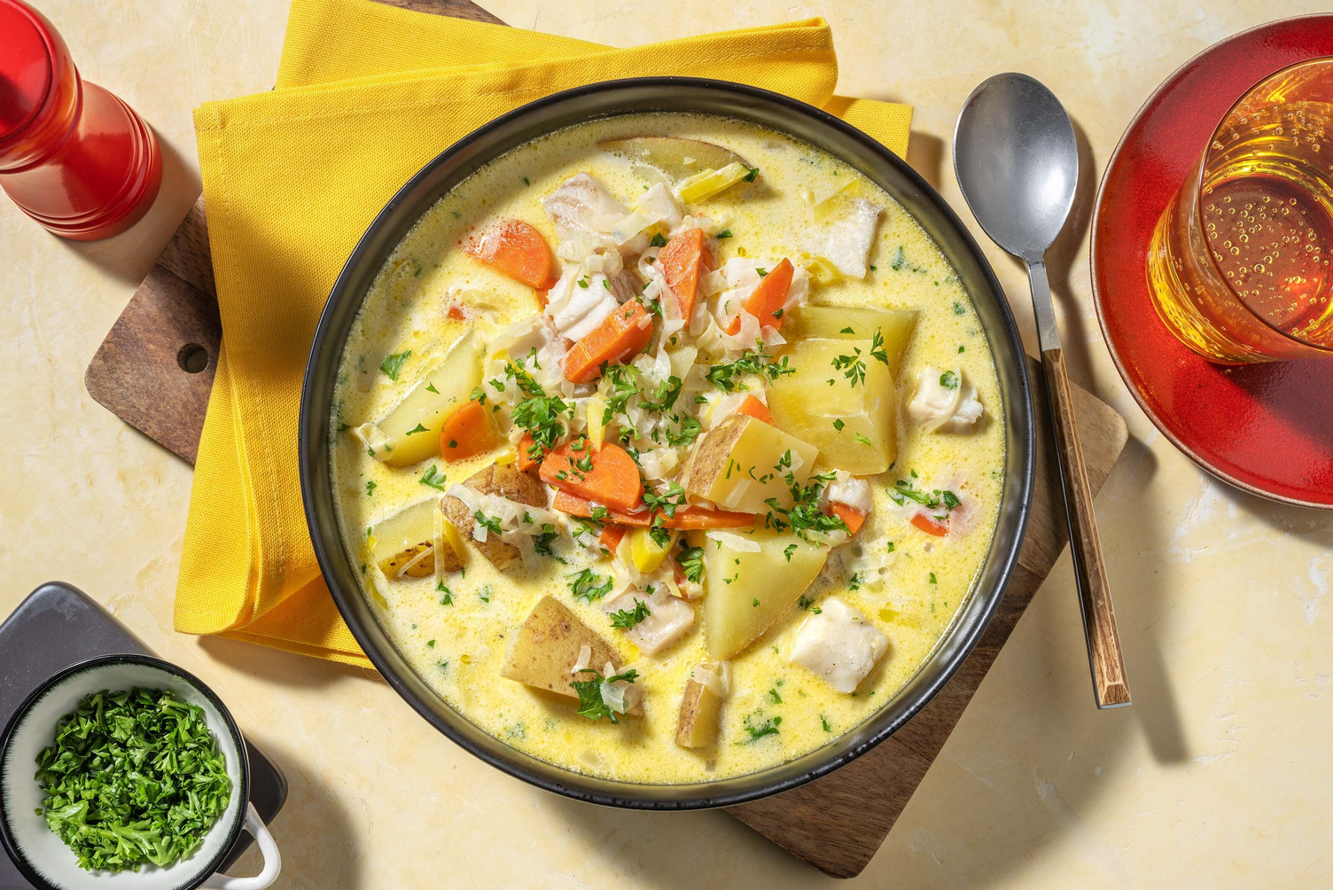 Lichte waterzooi van koolvis