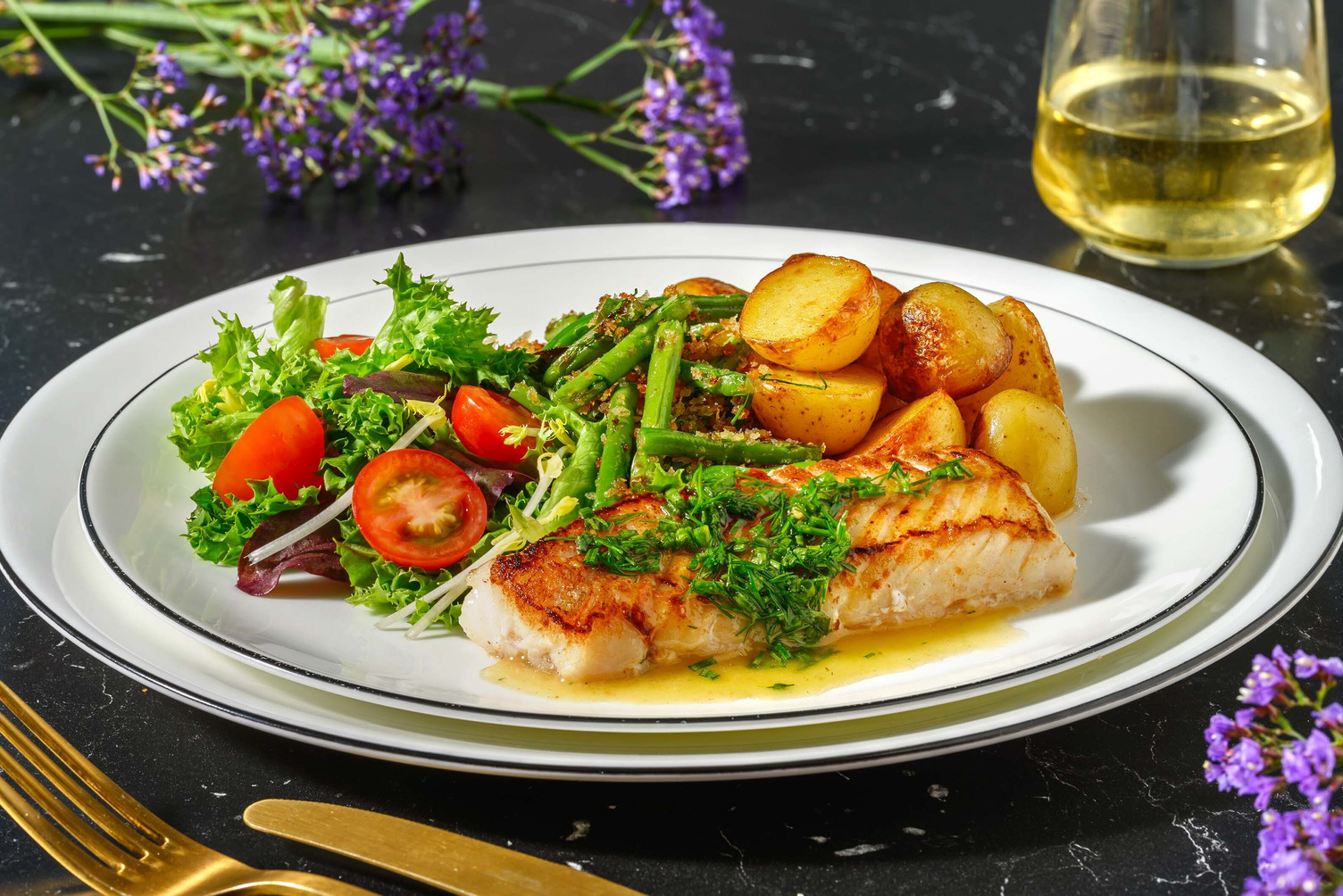 Kabeljauw met citroen-kruidensaus