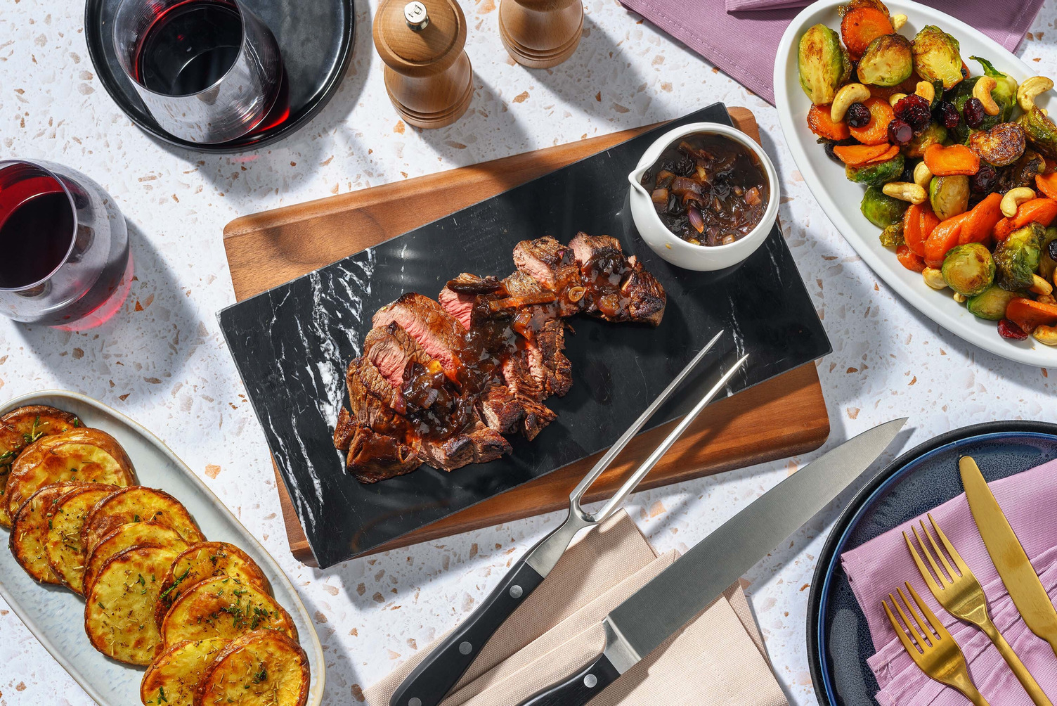 Steak de cerf en sauce à l'échalote