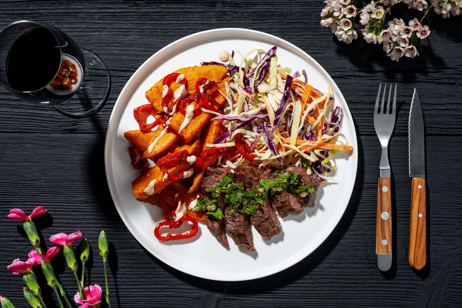 Steak mariné et salsa verde