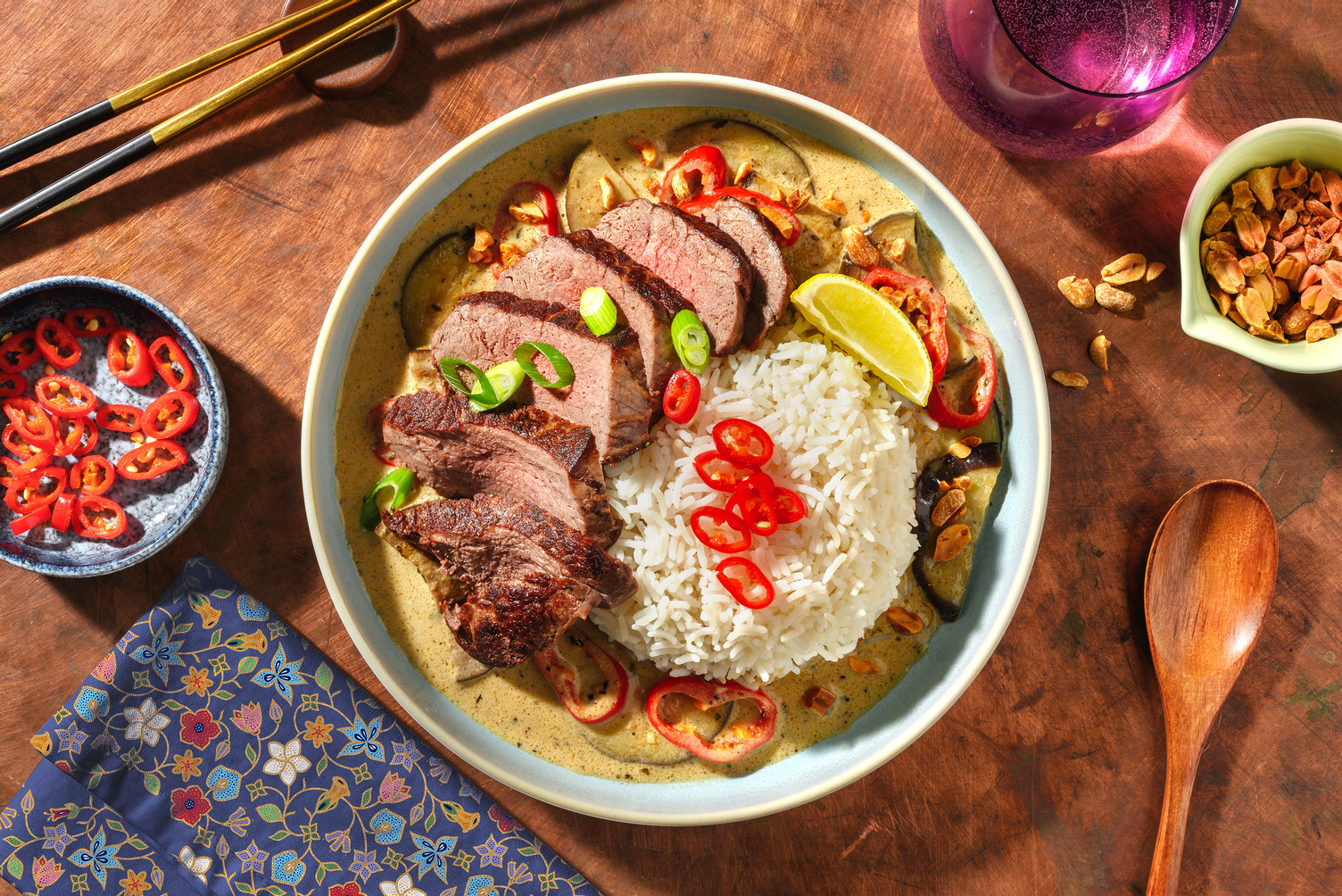 Luxe Thaise groene curry met filet mignon