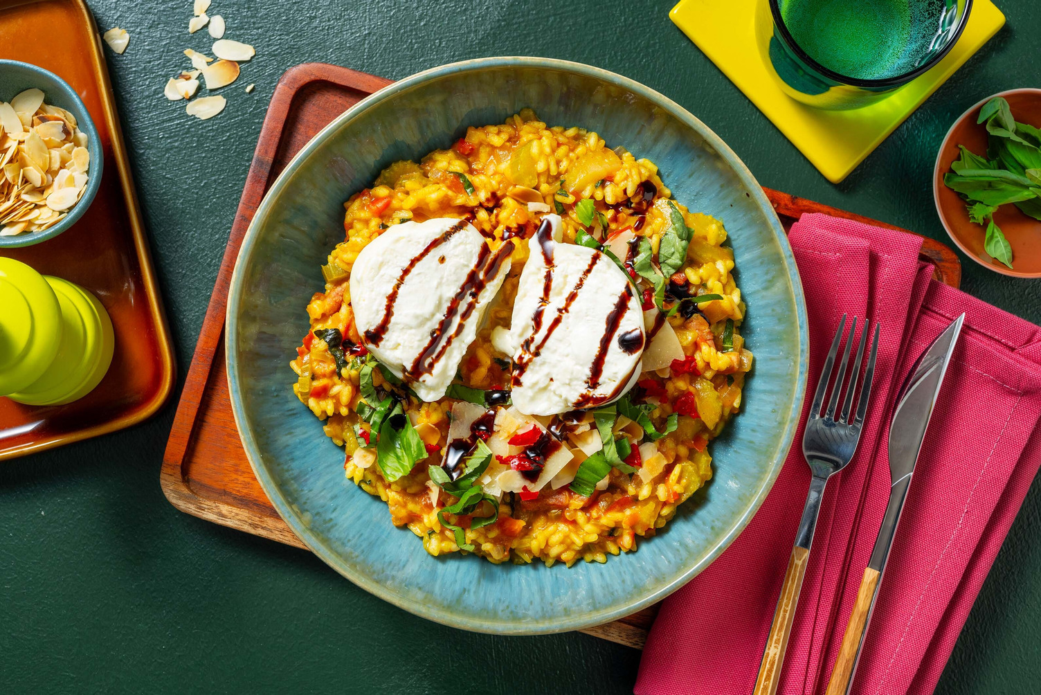 Risotto à la burrata et aux lardons