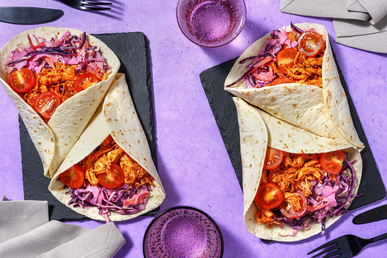 Pulled chicken wraps