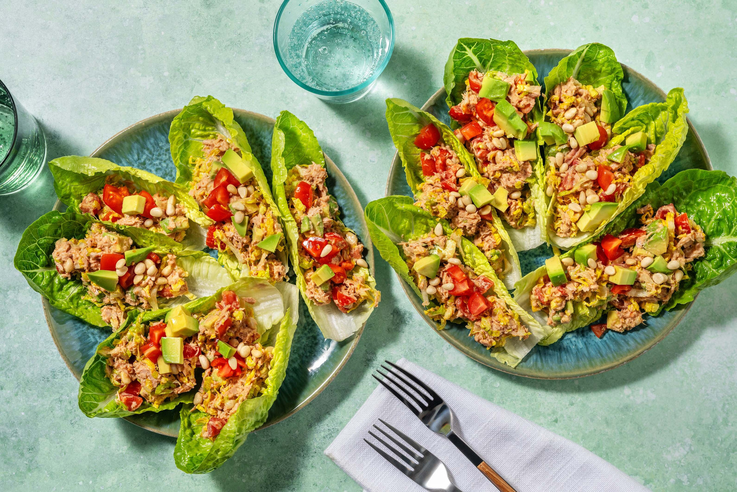 Tuna Mayo, Avocado and Pesto Lettuce Tacos