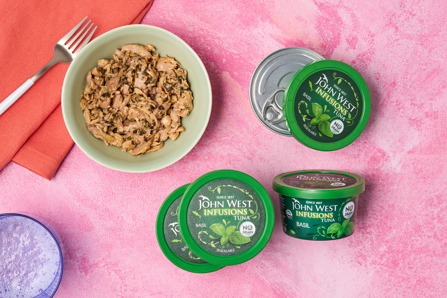John West Infusions Basil Tuna | 4 x 80g Tins