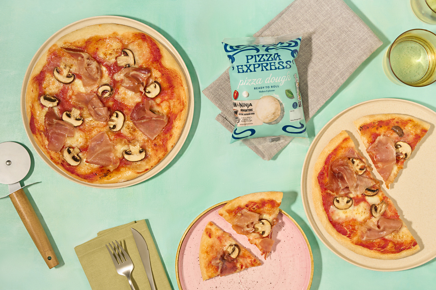 Serrano Ham & Mushroom Pizzas Bundle | Pizza Express Dough | Makes 2