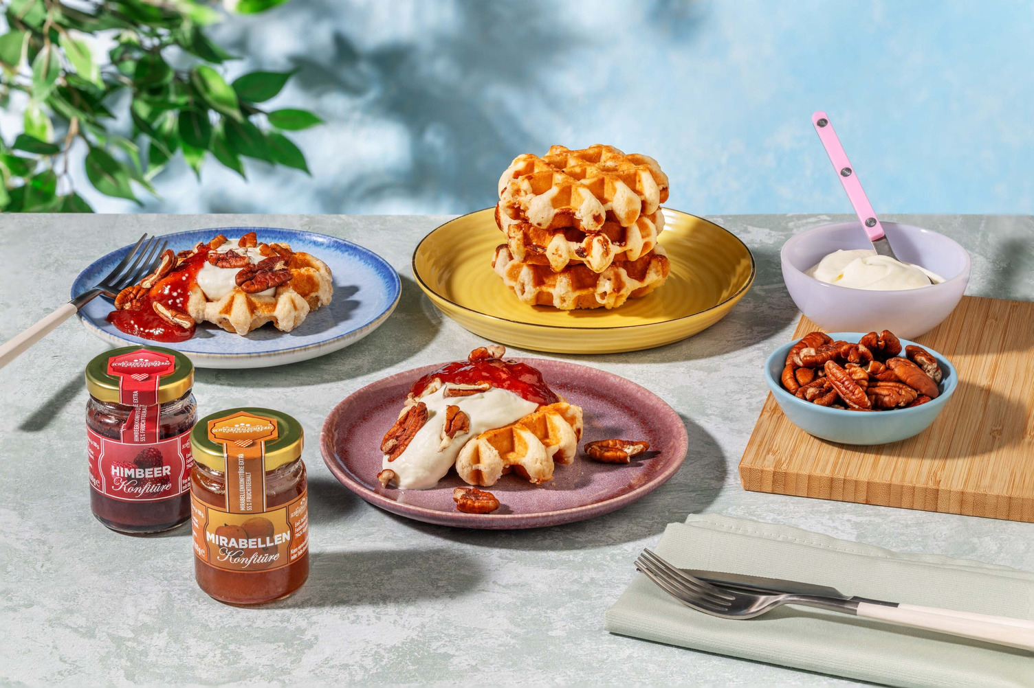 Waffel-Backmischung mit Toppings