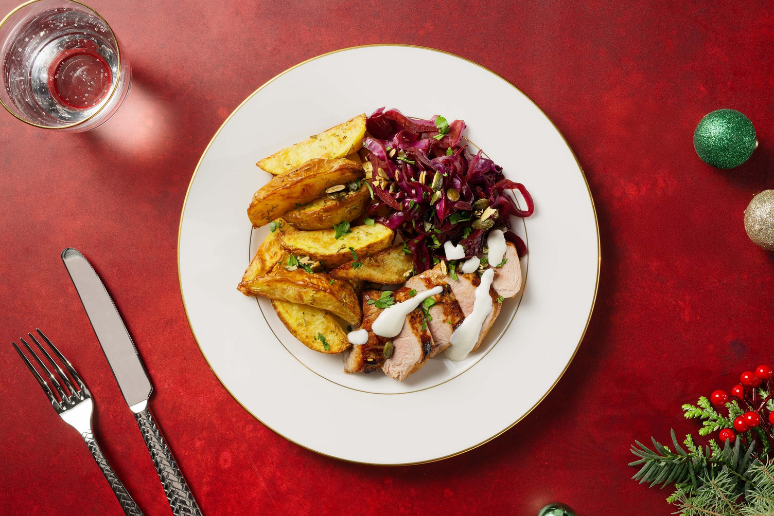 Schnelles Schweinefilet mit Rotkohl