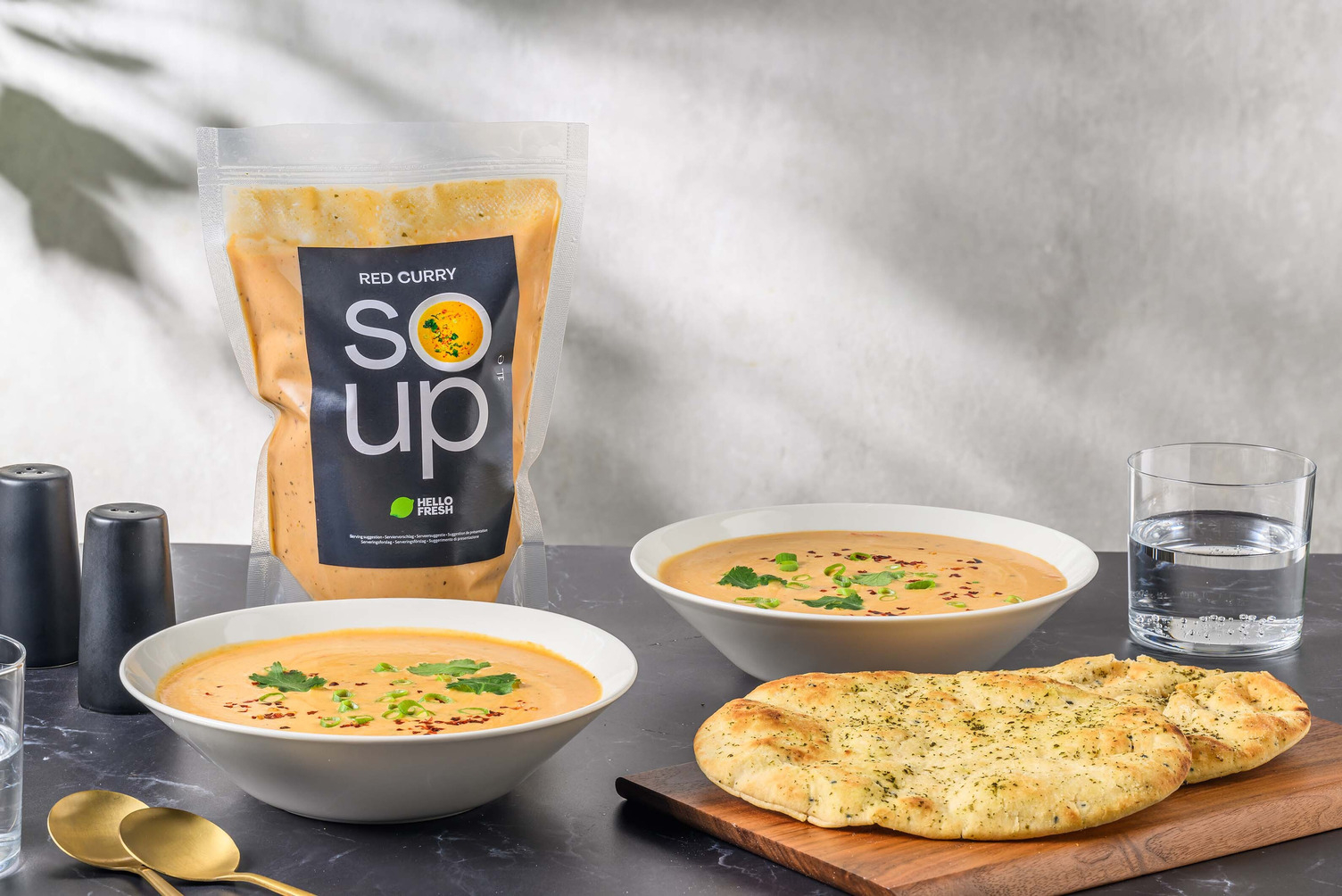 Red Curry Soup with Naan Bread