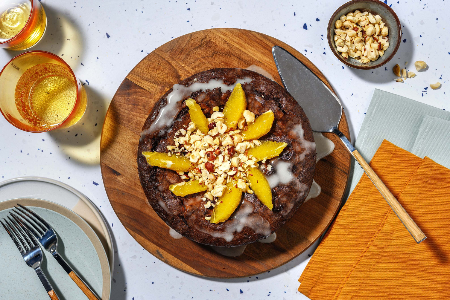 Appelsinglaseret chokoladekage