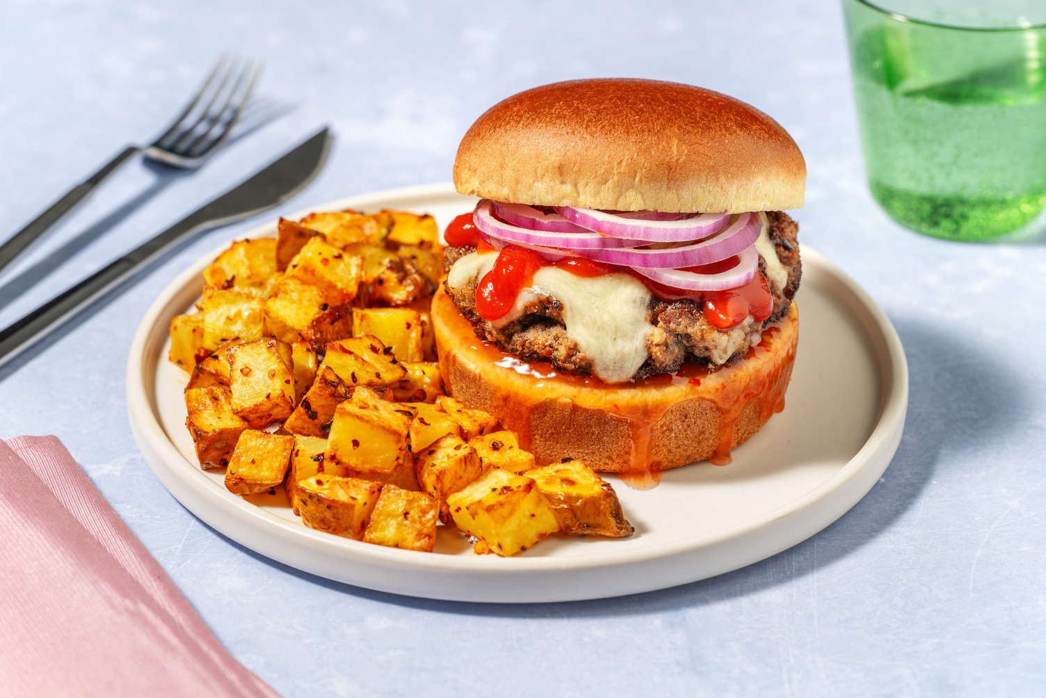 Cheesy Mexican Spiced  Double Beef Burger