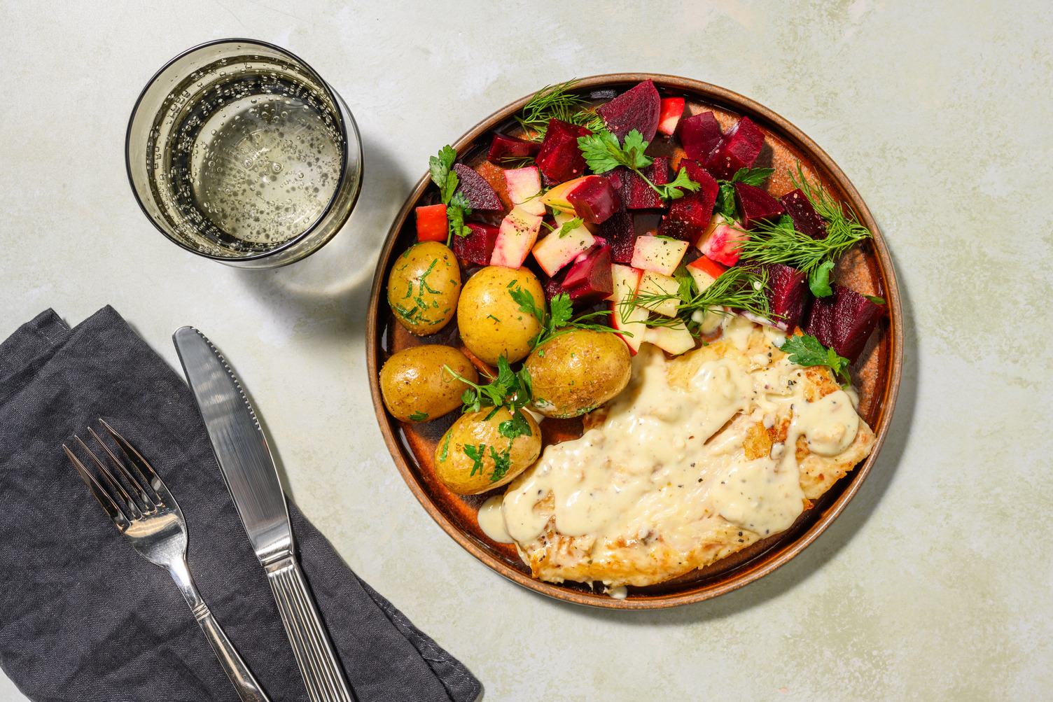 Quick haddock in creamy pepper sauce