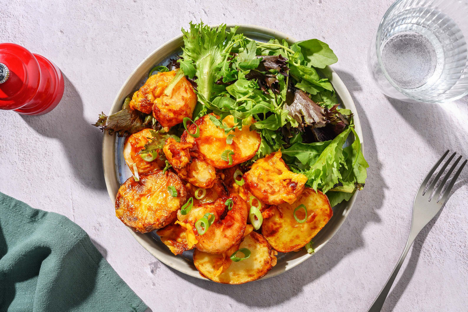 Kartoffeln New-York-Style mit knusprigen Garnelen