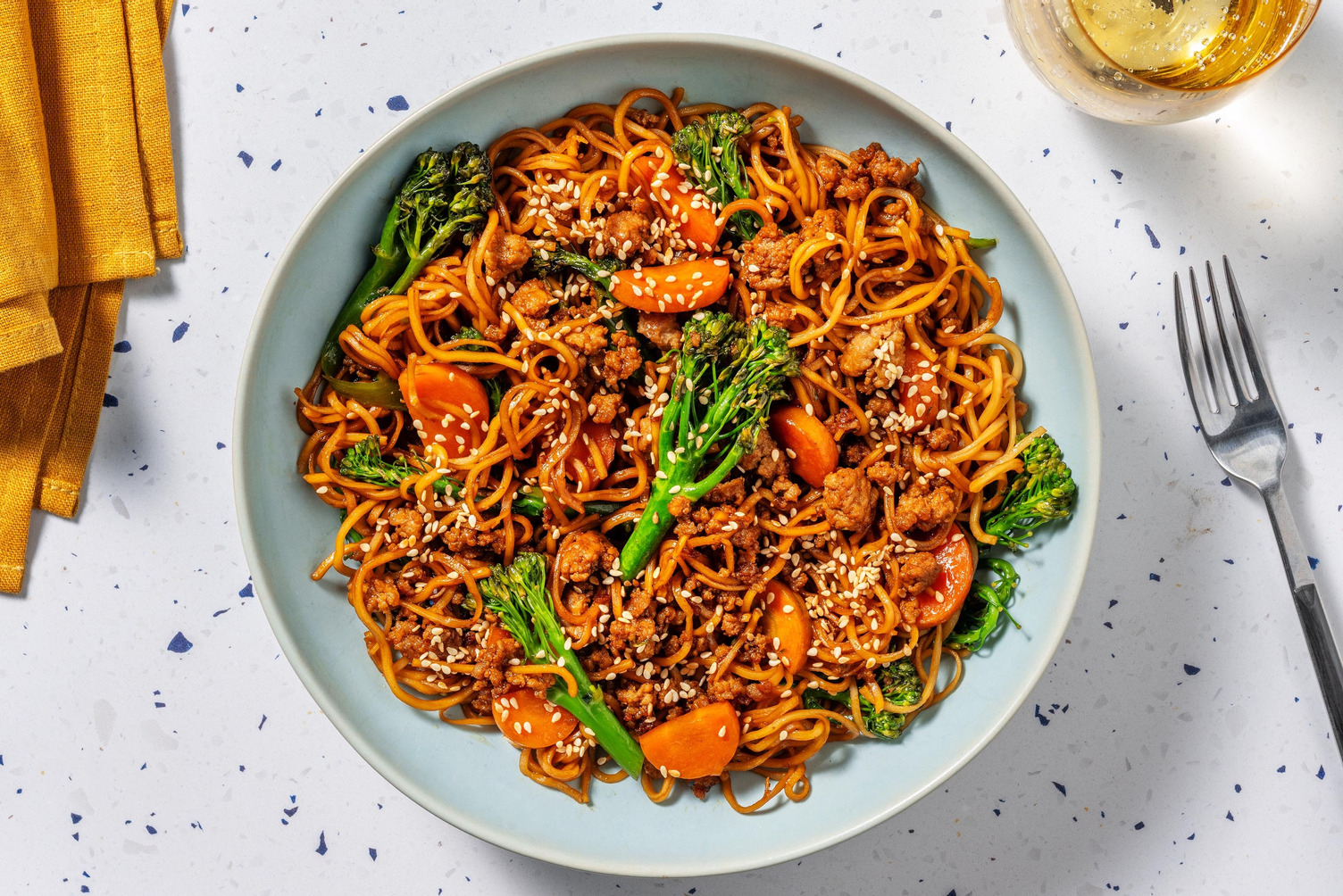 Honey Sesame Beef and Pork Stir-Fry