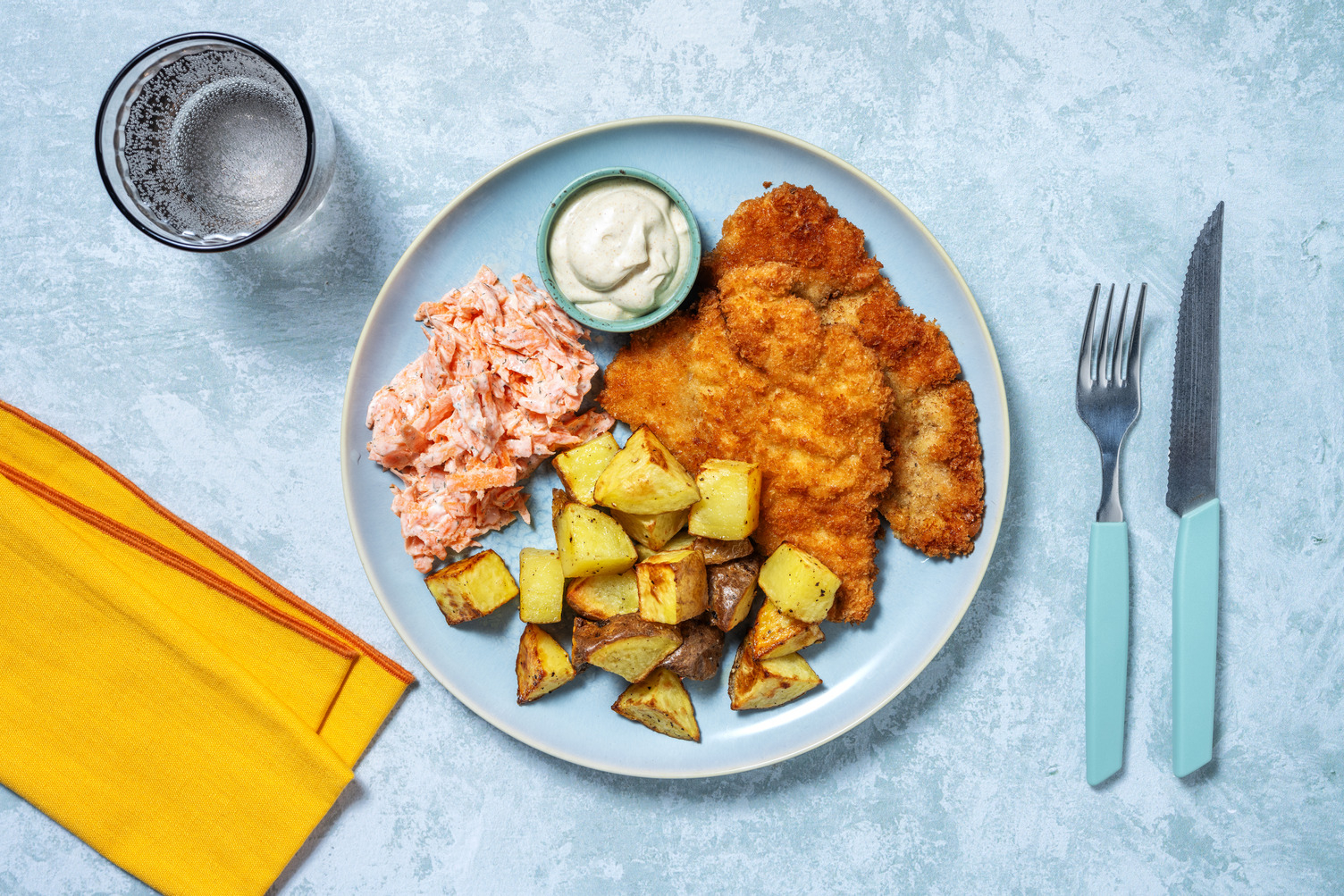 Putenschnitzel mit Currydip