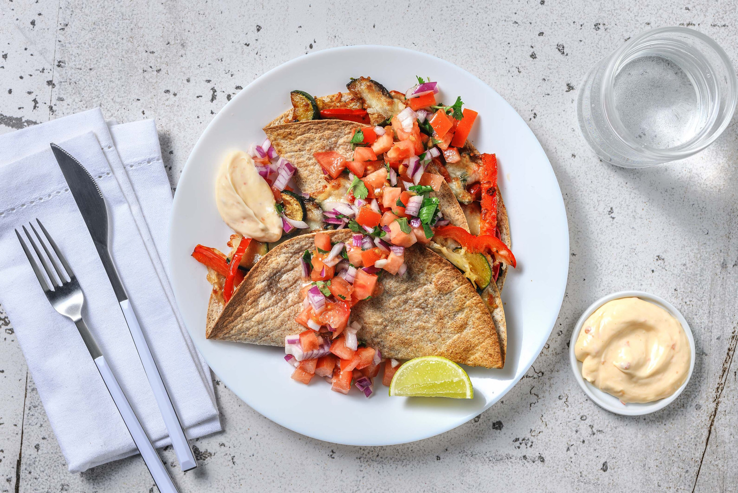 Vegetarische volkoren quesadilla's