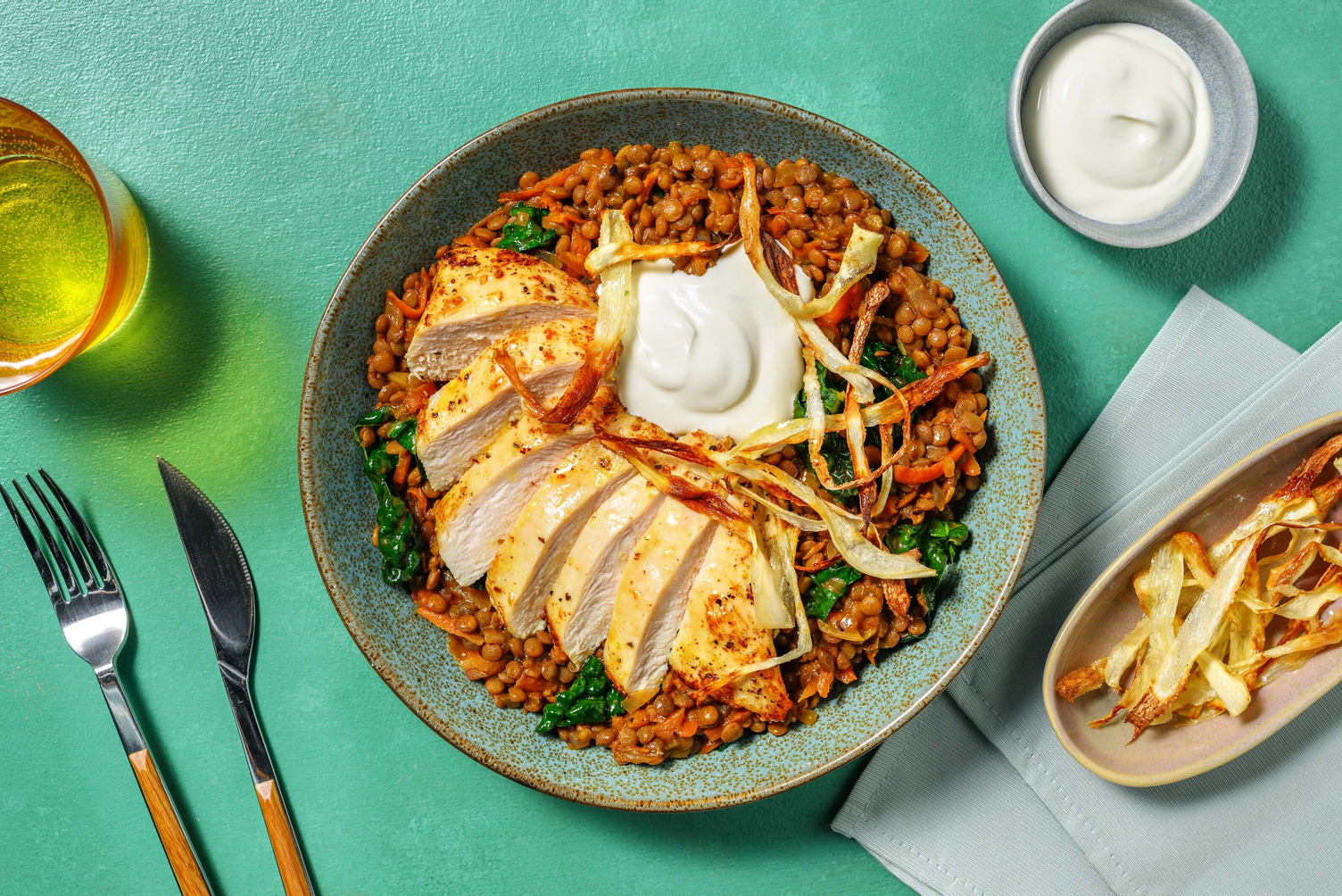 Rustic French chicken and parsnip chips