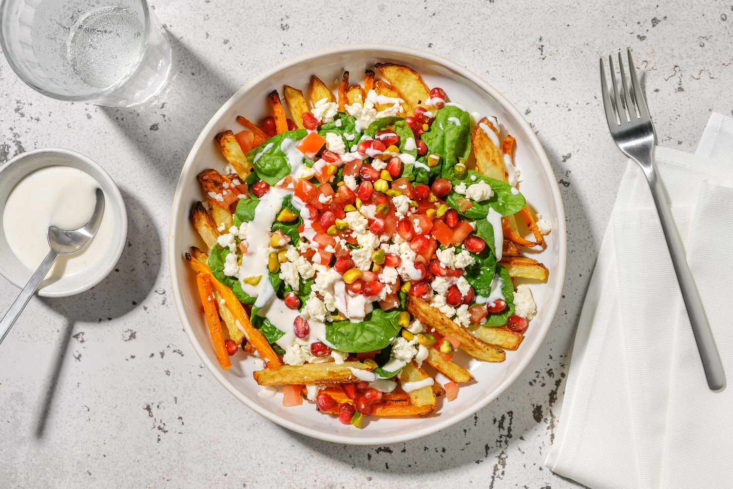 Mellanösternsk sallad på rostade grönsaker