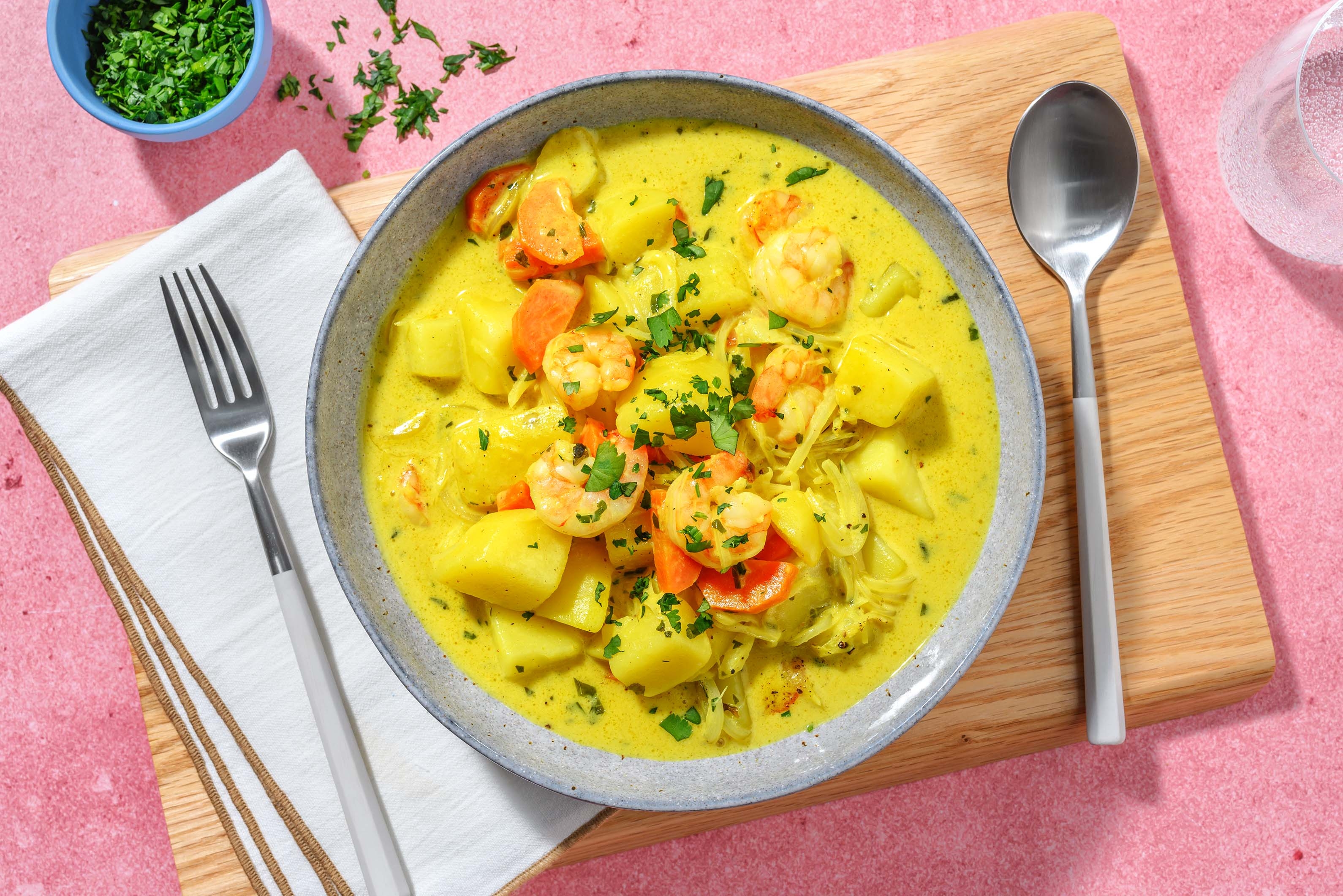  Jamaikanisches Curry mit doppelt Garnelen