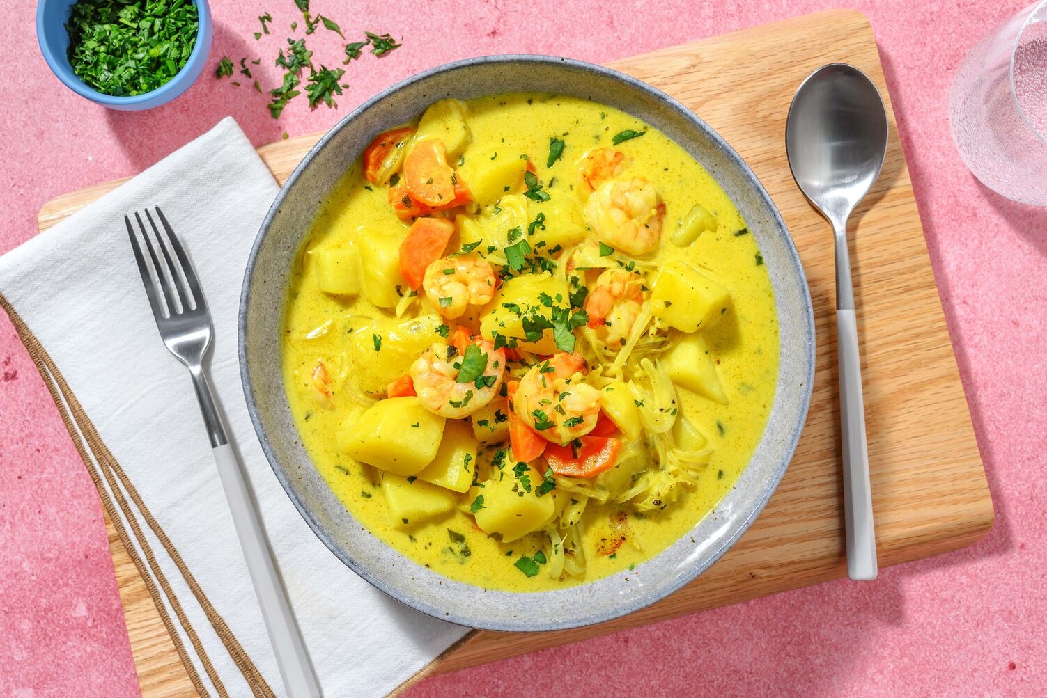 Jamaikanisches Curry mit doppelt Garnelen