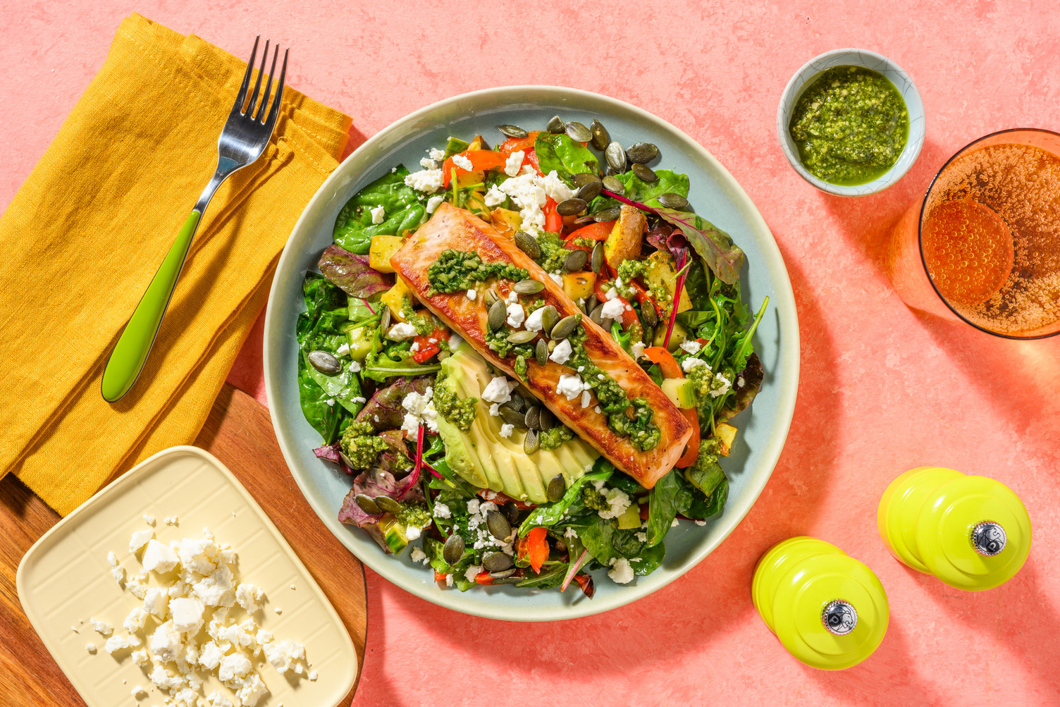 Mediterranean Style Salmon, Avocado & Pepper Salad