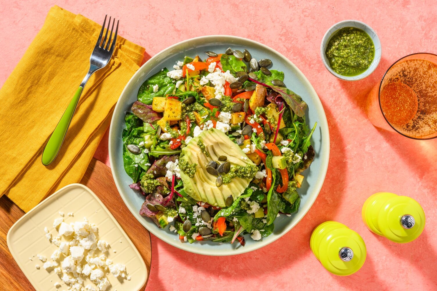 Mediterranean Style Salmon, Avocado & Pepper Salad
