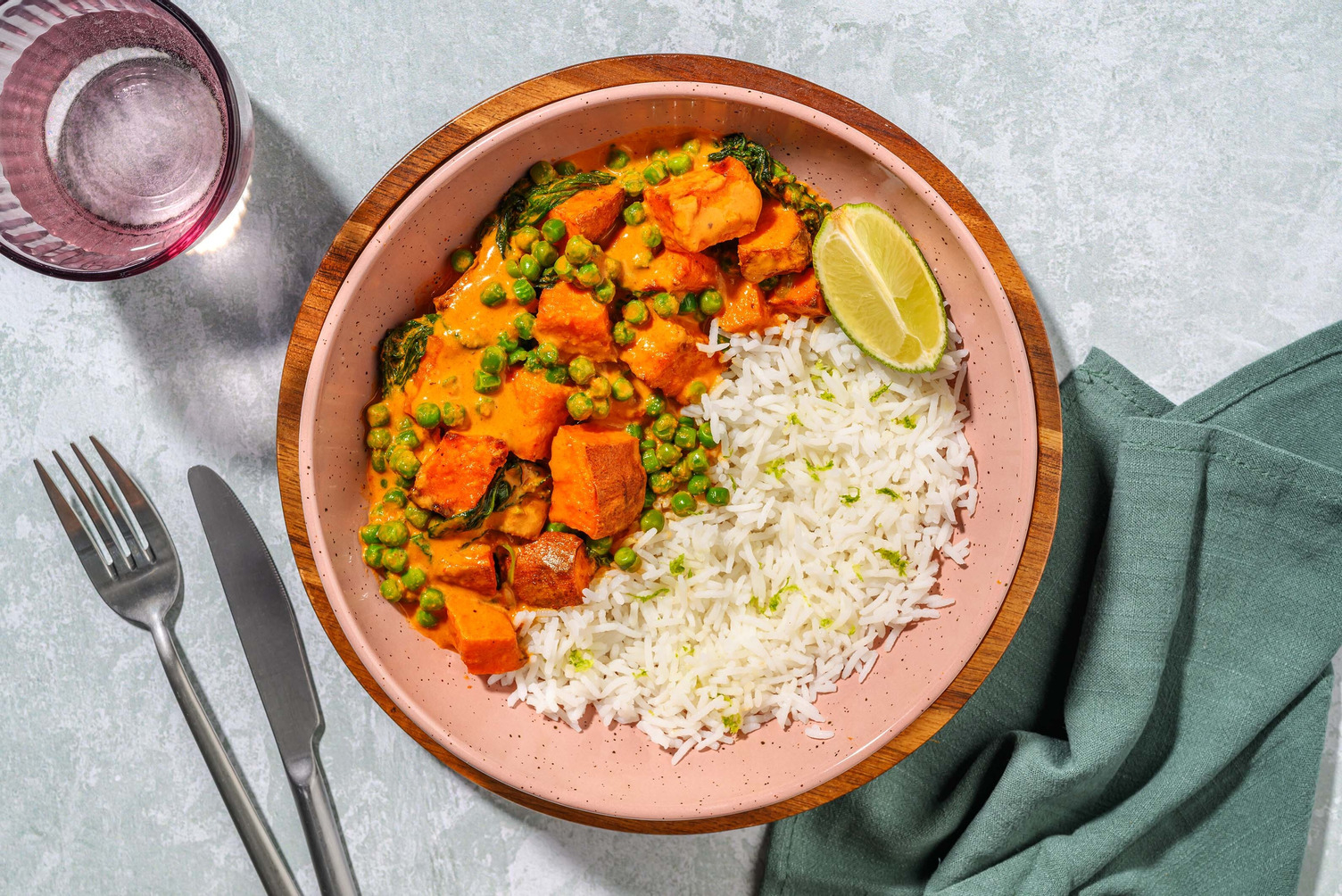 Red Thai Style Sweet Potato Curry and Zesty Riced Cauliflower