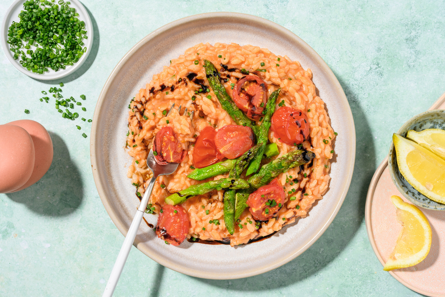 Prawn, Roasted Asparagus and Tomato Stovetop Risotto