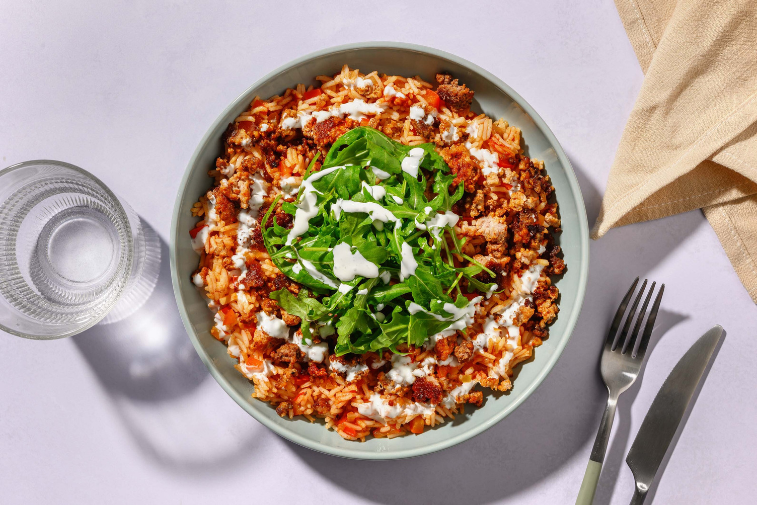 Spansk paellabowl med svine- og storfekjøtt