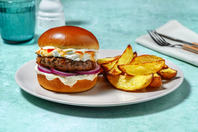Lean Beef  and Goat's Cheese Burgers with Ballymaloe Relish