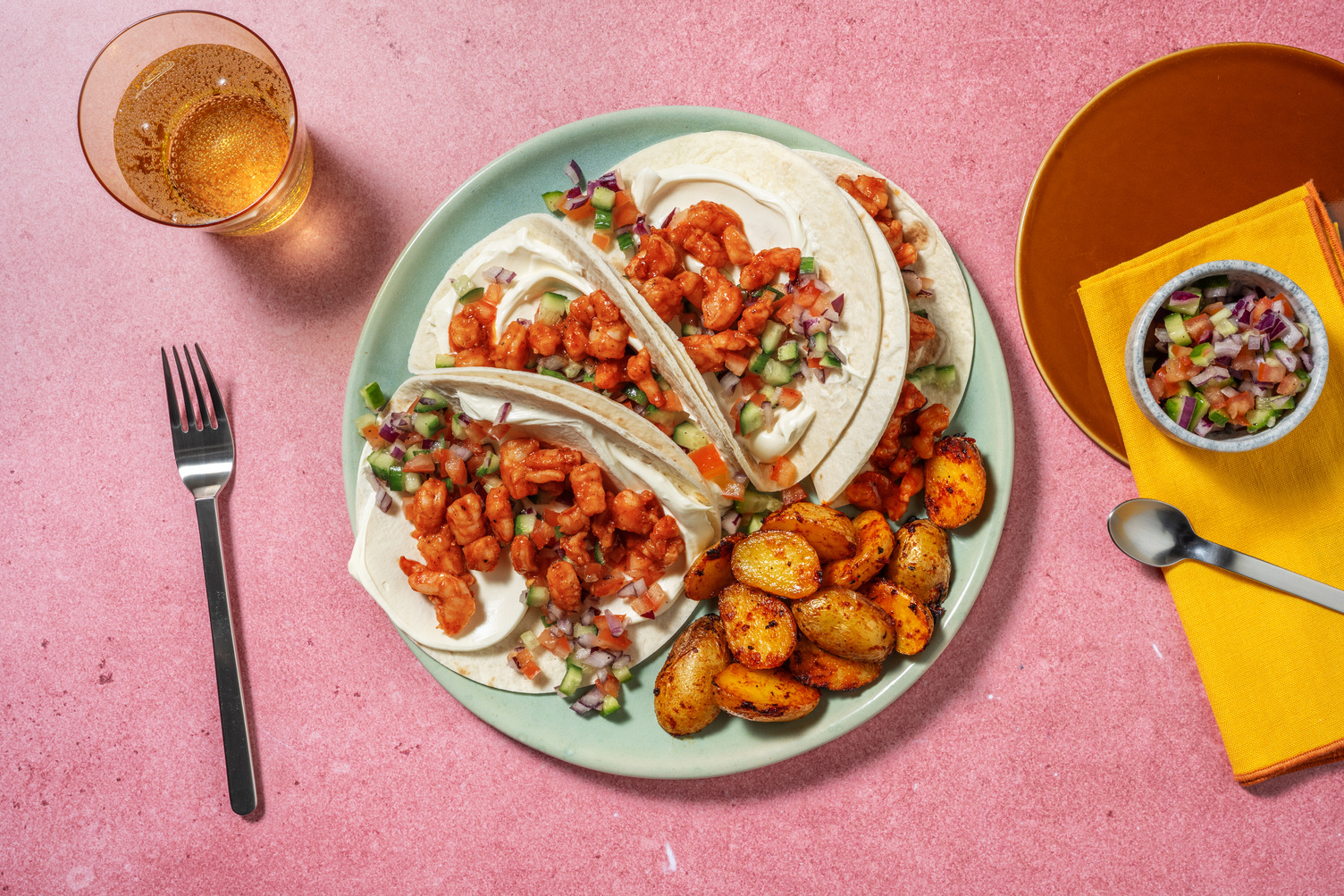 Harissa Spiced Prawn Tacos