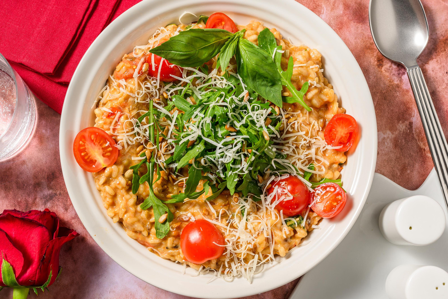 Risotto tomate-basilic au lait de coco