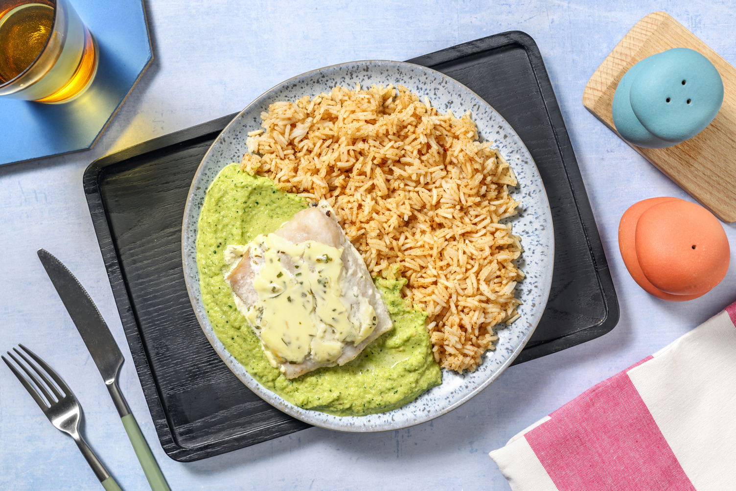 Merluza con salsa casera de calabacín 