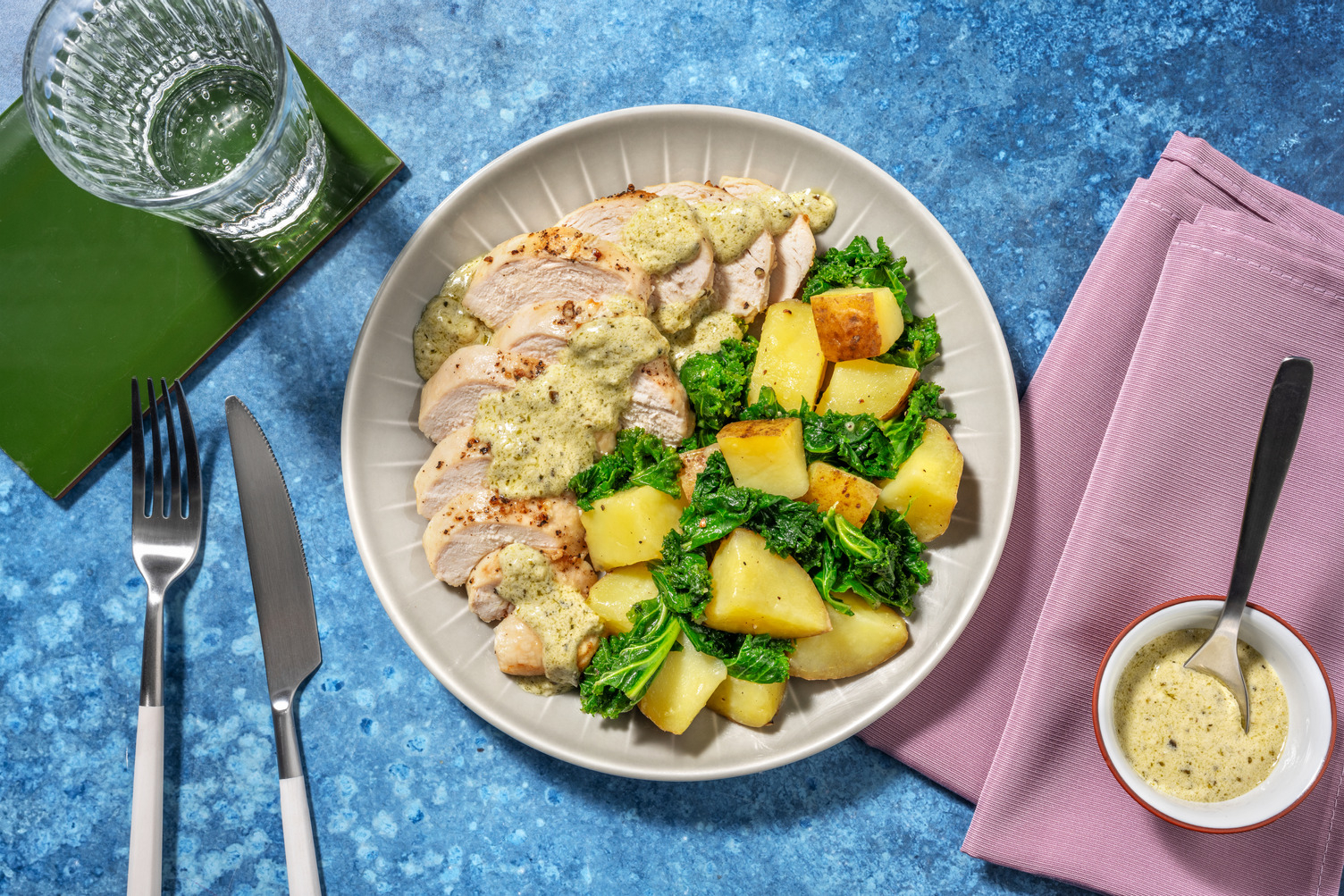 Roast Salmon and Creamy Pesto Sauce