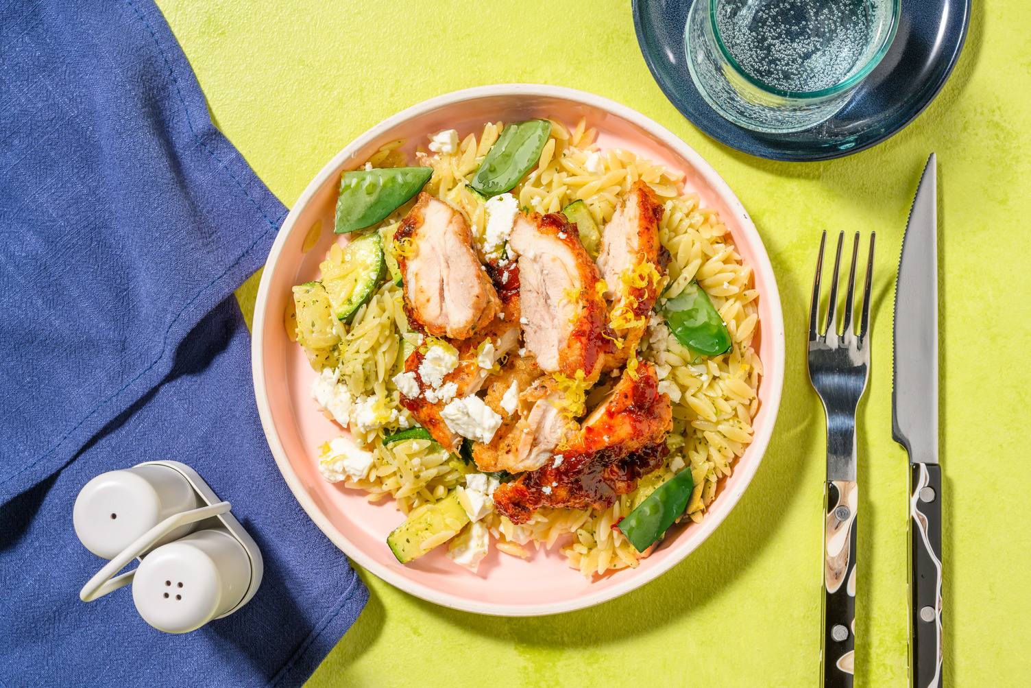 Summer Pesto Orzo and Herby Chicken Thighs